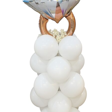 Balloon Ring Tower – Σύνθεση με Μπαλόνια για Πρόταση Γάμου ή Bridal Shower