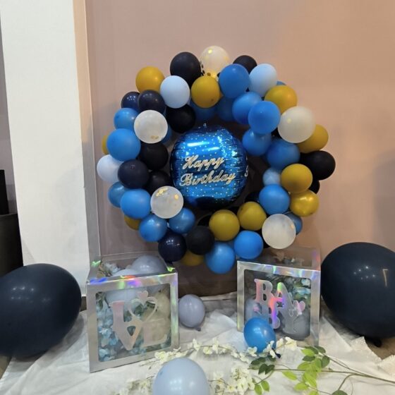 Γιρλάντα Μπαλονιών "Happy Birthday" με Κουτιά LOVE & BABY – Στολισμός για Πάρτι - Image 3