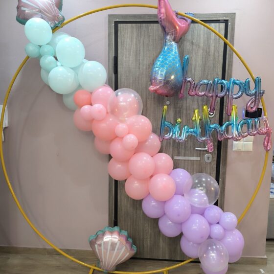 Αψίδα Μπαλονιών “Γοργόνα” με Θέμα Θάλασσας – Happy Birthday Διακόσμηση - Image 3